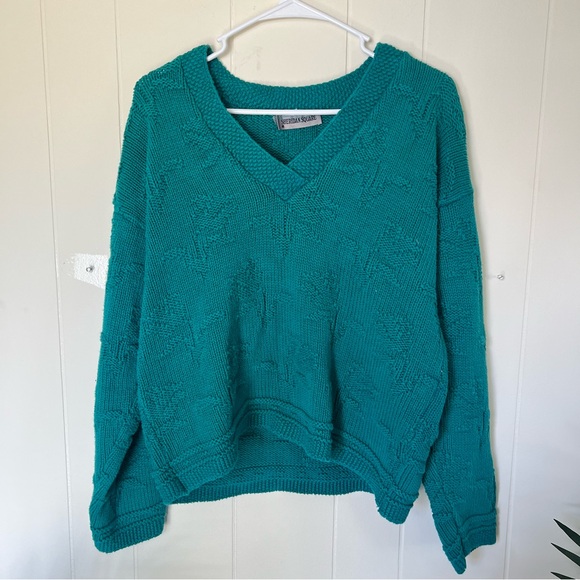 Sheridan Square Sweaters - Elegant Teal V-Neck Sweater